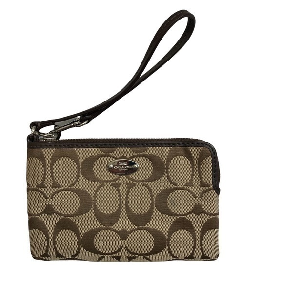 Coach brown signature c wristlet bag